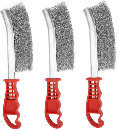 Lot de 3 Brosse Métallique a Main, 3 Pièces Brosse Metallique a Main, Brosse Inox avec Poignée en Plastique, Brosse Métallique Pour Frein à Brins Inox, pour Décapage Rouille Contre Poussière