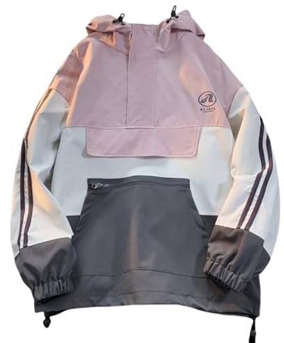 GURUNVANI Anorak Veste coupe-vent à capuche avec demi-fermeture éclair pour homme Unisexe