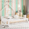 MQLAE Bodenbett 140x200 mit Rausfallschutz, Kleinkindbetten Kinderbett 140x200 mit Tür für Jungen & Mädchen, Kinder Bett aus Kiefer für Kinderzimmer, Hausbett, Bett in Weiß, Ohne Matratze
