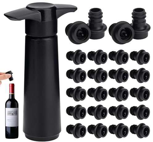 Wine Saver Vacuum Pump With 24 Stoppers - Reusable Bottle Stoppers for Keeping Wine Fresh
