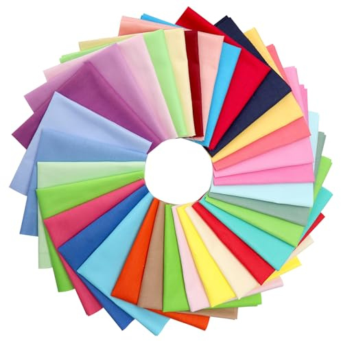 DAWRIS Lot de 32 tissus en coton pour patchwork, 20 x 20 cm, en feutre, patchwork, carrés multicolores, tissu en coton, à coudre, pour bricolage, artisanat, patron de couture