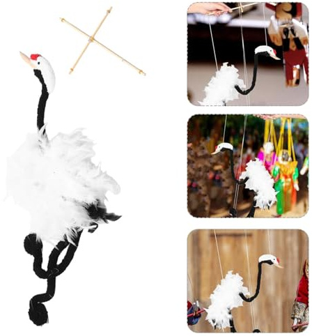 Títere de marioneta de grúa, títere de Madera Suave y Hecha a Mano con Cuerdas, títeres de títeres interactivos grúas para Juego Creativo