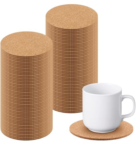 CHUIFAI 100 stycken runda korkunderlägg 10 cm, 3 mm tjocka korkunderlägg runda, absorberande glasunderlägg glas för hem, kontor, bar och restaurang