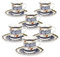 fanquare Set di 6 tazze da espresso da 80 ml, 12 tazze e piattini da espresso in ceramica, tazze da caffè espresso con motivo a pizzo blu per il bar di casa