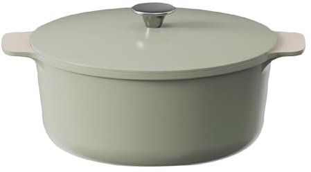 Cooksmart Signature 28cm Casserole Pot with Lid, Aluminium, Sage Green