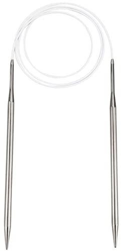 Aguja De Tejer Circular De 100 cm,Alambre Flexible, Aguja Tejer Circular Fija Metal con cable flexible y 20 marcadores puntada, Para Manos Artritis, 5,0 mm