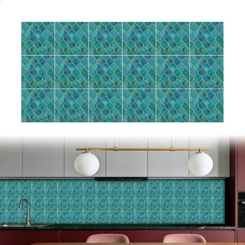 Dalle Pvc Adhesive, Carrelage Adhesif Mural, Résistant à l’Eau et à l’Huile Stickers Carrelage, Autocollants Carreaux Deco pour Cuisine, la Salle de Bain, 15 * 15 cm, 18 Pièces