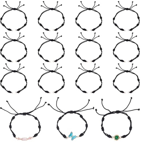 UNICRAFTALE Pulseras de Cordón de Nylon Semielaborado Ajustable Hilo Trenzado con Anillo Dorado para Joyería DIY