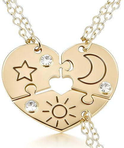 3 collane dell'amicizia per 3 ragazze, migliori amici, collane per 3, Best Friends, collana dorata, gioielli alla moda personalizzati, regalo per donne, laurea, compleanno, Natale