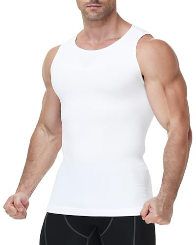 Runhit Men's Compression Shirt Seamless Shapewear Vest Slimming Body Shaper Sleeveless Tank Top Breathable Undershirt Moisture Wicking Tummy Control Base Layer