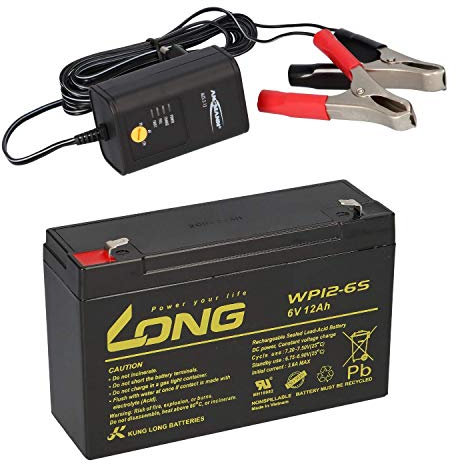 AGM BLEI AKKU Batterie 6V 12Ah kompatibel für Kinderfahrzeuge Kinderauto Kinder-Quad BLEIGEL Gel + LADEGERÄT