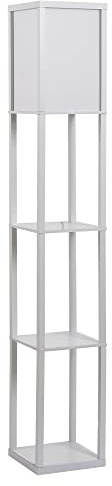HOMCOM Lampada da Terra Piantana 3 Mensole 40W 26x26x160cm Bianco