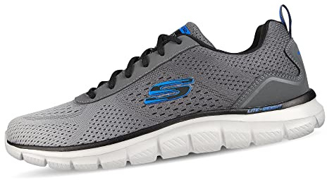Skechers Herr Track RipkentTrainers, Träkol nät svart trim, 39 EU