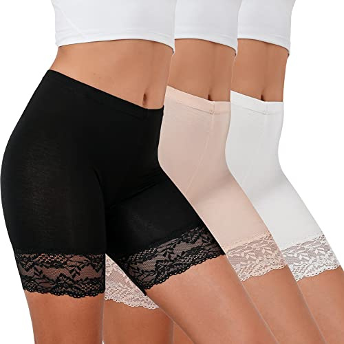 Tuopuda Damkalsonger, under kjol, korta byxor, spets, trosor, anti-chafing, shorts, 1/3-pack, boxershorts, rembyxor, underklänning, midjetrosa, mjuka trosor, leggings med halkskydd, spetstrimning