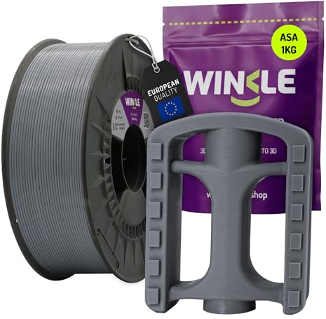 WINKLE Filamento ASA Gris Ceniza | Filamento Impresora 3D | Filamento ASA 1,75mm 1kg | ASA Gris | Compatible con Mayoría Impresoras 3D | Precisión Dimensional | Resistente | Bobina 1kg