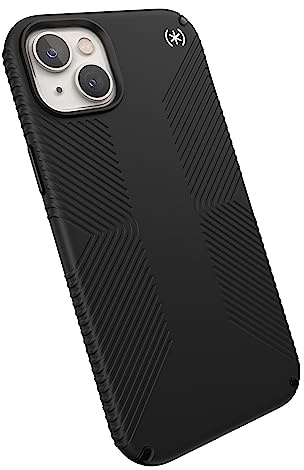 Speck Presidio2 Grip MagSafe - rutschfeste iPhone 14 Plus Hülle (Schwarz/Schwarz/Weiß)