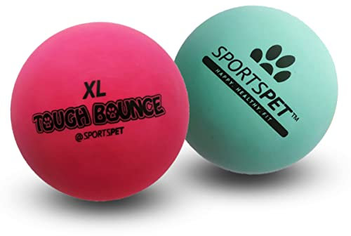 SPORTSPET Tough Bounce Balls aus natürlichem Kautschuk für Hunde (Ø 90mm) (2er-Pack Tough Bounce XL)