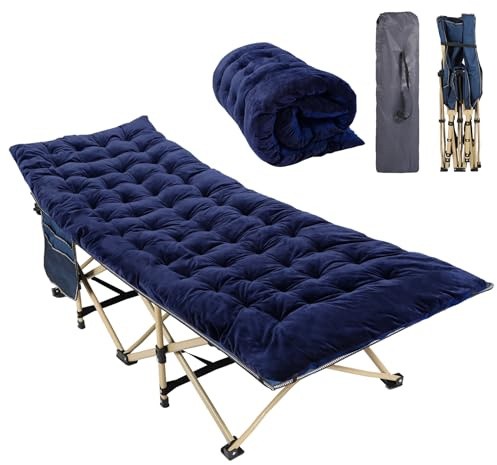 REDCAMP Folding Camp Beds for adults with 2.5 Thick Mattress,Navy Blue