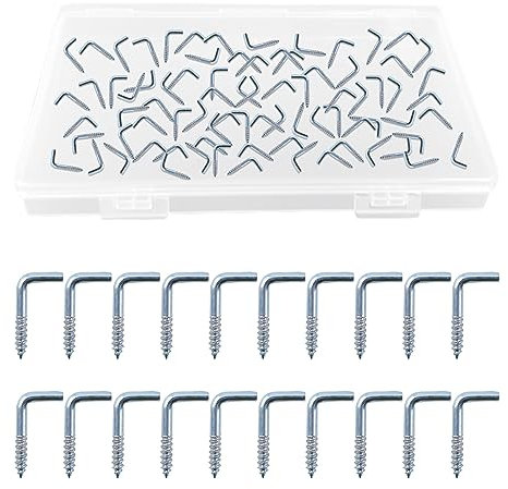 UFURMATE Lot de 100 crochets à visser galvanisés en forme de L pour commode, gobelet, crochets à angle droit, crochets à vis autotaraudeuses pour suspension intérieure et extérieure