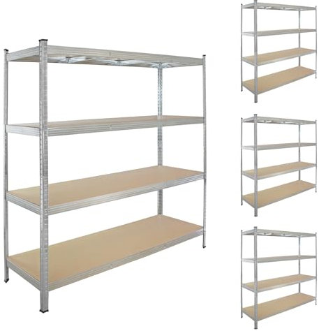 TRUTZHOLM 4X Schwerlastregal 180x160x60 cm Traglast 1000 kg Steckregal Lagerregal Kellerregal Werkstattregal verzinkter Stahl 4 Böden