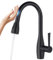 CREA Touch Sensor Wasserhahn Küche, Küchenarmatur mit Ausziehbarer Brause, Mischbatterie Küche mit 3 Funktionnen Brause, 360° Drehbar Spültischarmatur Küche, Edelstahl Schwarz