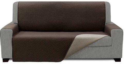 ECOMMERC3 | Funda Sofá Tamaño 2 Plazas Efecto Sofá Nuevo - Funda Sofá Color Marron-Beig Fácil Instalación Ajuste