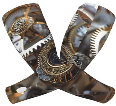 TietYaer Mangas de enfriamiento con estampado de engranaje de reloj, mangas de golf, mangas de jardinería, mangas de béisbol para hombres y mujeres, color negro, talla única, Negro, talla única