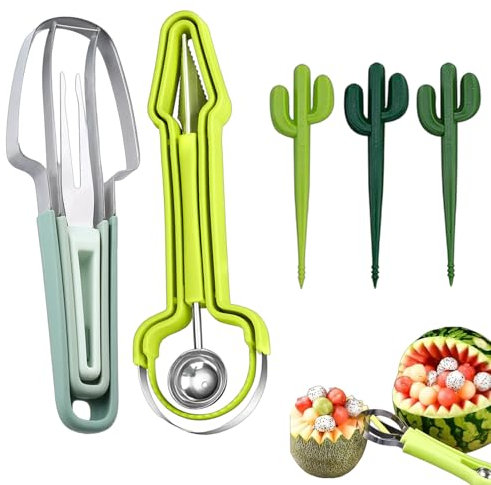 3-In-1 Obstschneider, 9 Stück, Obst Schneider Für DIY-Obstsalate Und Kreative Fruchtdekoration, Fruchtschnitzermesser, Werkstoff Edelstahl