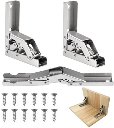 2 Pièces Charnière Porte Placard, Support De Charnière Pliable à 90 Degrés, Charniere Porte avec 12 Vis, Charniere Meuble, Charnières Portes D'Armoires, Charnières pour Placards, pour Table et Meubles