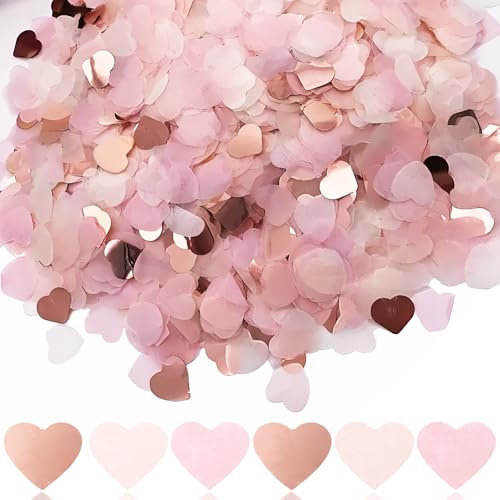 12000 Pieces Heart Shaped Paper Confetti for Weddings, Valentines, Anniversaries - Eco-Friendly Pink Hearts Paper for Table Decor, Paper Hearts Hen Party Table Decoration (Gold Pink)