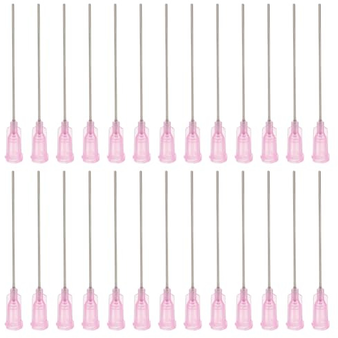 FINGERINSPIRE 40Pcs Aiguille de Distribution à Pointe Émoussée 20G Avec Luer Lock 68mm de Long en Plastique Rose Avec 304 Broches en Acier Inoxydable pour Le Remplissage D'Encres Liquides et de Colle