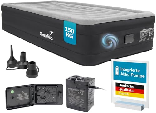 Skandika Matelas Gonflable Sveja Flex/Plus/Premium | Matelas pneumatique, pour 1-2 Personnes, avec Pompe, Max 150-300 kg, Sac de Transport | Lit d'appoint, Tente, Camping (1 Personne | Flex)