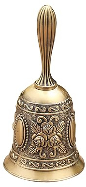 Cloche d'appel à Main en Laiton Super Fort – Cloche de Dîner Vintage pour Mariage, Salle de Classe, Table de Chevet pour Personnes âgées, Méditation Tibétaine, Cloches de Noël (Laiton)