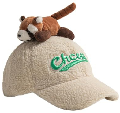 Generisch Garçons Enfants Bonnet Hiver Mignon Casquette de Baseball avec Motif Raton Laveur pour Enfants, Bonnet de Casque Polaire Bonnet Bébé Casquettes Enfants Casquettes Garçons, beige, 2-6 ans