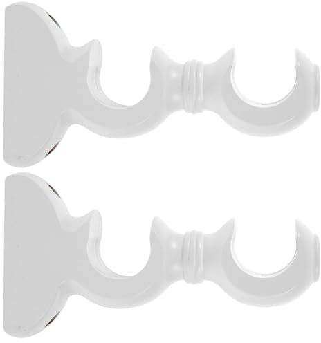 SHINEOFI Set di 2 supporti per bastone per tende in legno bianco doppio fissaggio a parete per bastoni diametro 29 mm, accessori robusti per bagno, cucina e soggiorno