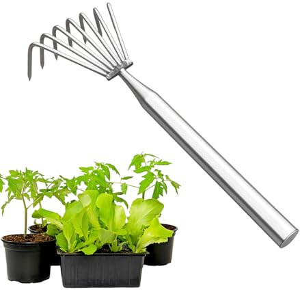 Rastrello Da Giardino - Manico Lungo Antiruggine Attrezzi Da Giardinaggio | Rastrello a Mano Robusto per Giardinaggio,Per Scavare Livellare Smuovere Terreno Piantare Prato Foglie Feltro