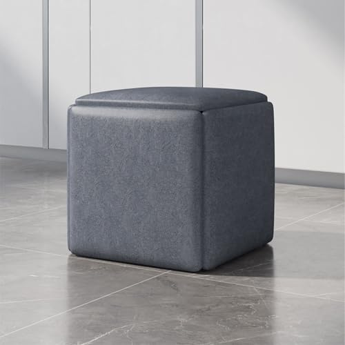 Sgabello ottomano girevole a cubo, con rotelle, seduta quadrata in pelle, per soggiorno e camera da letto, versatile e agganciabile, elegante soluzione per riporre oggetti