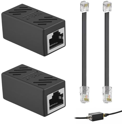 GuBaoZhuo Lot de 2 adaptateurs RJ11 vers RJ45, coupleur RJ45 avec contacts plaqués or, connecteur de câble réseau pour câble LAN, câble patch, câble Ethernet (noir)