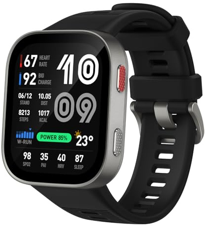 Amazfit Bip MAX 50 mm Smartwatch Reloj Inteligente, Pantalla AMOLED 2,07, hasta 20 Días, GPS & Mapas, 4 GB Almacenamiento, Entrenamiento Híbrido, 150+ Deportes, Modo HYROX, para Android y iPhone