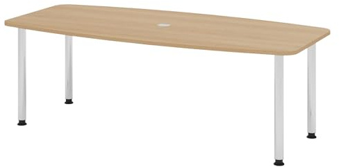 Bümö Konferenztisch oval 220x103 cm großer Besprechungstisch in Eiche, Besprechungstisch mit Chromfüßen, Meetingtisch für 8 Personen, XXL-Tisch für Besprechungsraum & Meeting