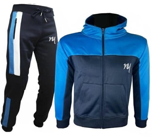 SKT Boys Tracksuit Hooded Hoodie Bottom Jogging Suit Joggers kids Age 7 8 9 10 11 12 13 Years (Blue/Navy, 13 Years)
