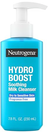 Neutrogena Hydro Boost Face Wash Soothing Milk Cleanser, Fragrance Free Hydrating Facial Cleanser With Hyaluronic Acid, Sensitive Skin Face Wash & Makeup Remover, 7.8 Fl Oz