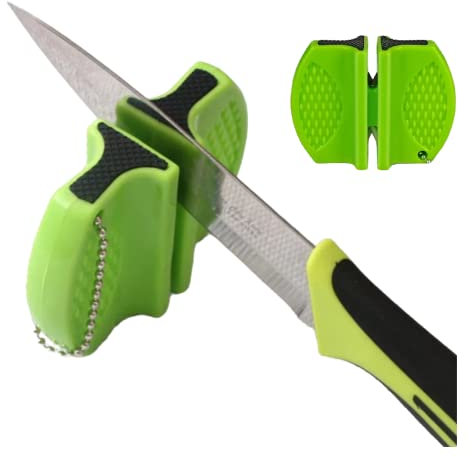 Pocket - Affilacoltelli in ceramica, nero, 7,5 cm x 5,8 cm x 2,5 cm, risultato perfetto senza conoscenze preliminari grazie alle molle in ceramica (VERDE)