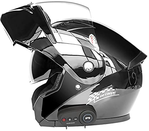 Letetexi Bluetooth Slot Casques Moto Modulable Adulte,Casque Intégral Flip-Up ECE Homologué, Casque Moto Scooter Racing pour Homme Femme Casque Moto Intégral 57~64cm