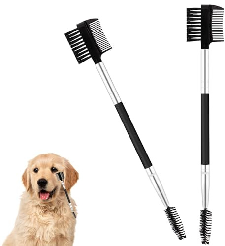 2pcs Peigne à Double Tête pour Yeux Chien, Poils Doux Brosse de Nettoyage des Yeux de Chien Détachant pour Larmes des Yeux de Chien pour Chat Outils de Toilettage pour Animaux de Compagnie