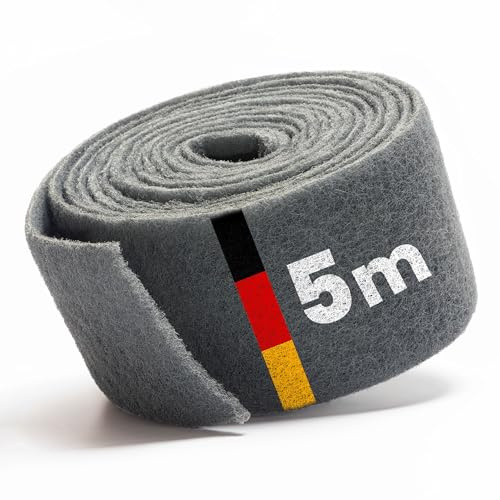 PICTORIS Schleifvlies - Made in Germany - 5 m x 100 mm - Korn 800 - extrem langlebig durch einzigartige Imprägnierung - Schleiffleece/Schleifpad für Holz, Metall, Edelstahl, uvm.