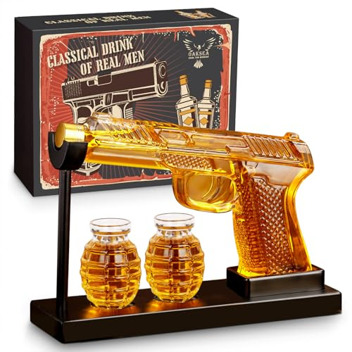 Gifts for Men Dad Fathers Day, Unique Anniversary Birthday Gift for Him Husband, 9 Oz Whiskey Decanter Set with 2 Oz Shot Glasses, Cool Military Presents liquor dispenser for Home Bar Man Cave