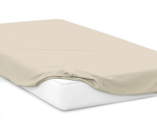 Mixi Trends Spannbettlaken Jersey Spannbetttuch 100% Baumwolle Bettlaken Bettlaken, Größe:90 x 200 cm, Farbe:Beige