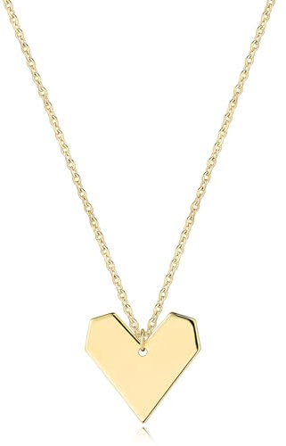Jenosy 18K Gold Heart Necklace for Women Cute Love Heart Pendant Necklace Simple Trendy Handmade Everyday Gold Jewelry Gifts