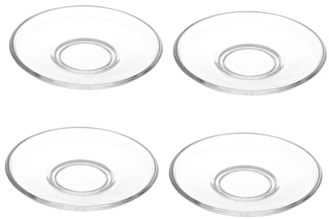 AUTSUPPL Clear Glass Tea Saucers Set of 4 Round Decorative Plates 3.54In Diameter Snack Storage Dishes for Coffee Home Restaurant Use